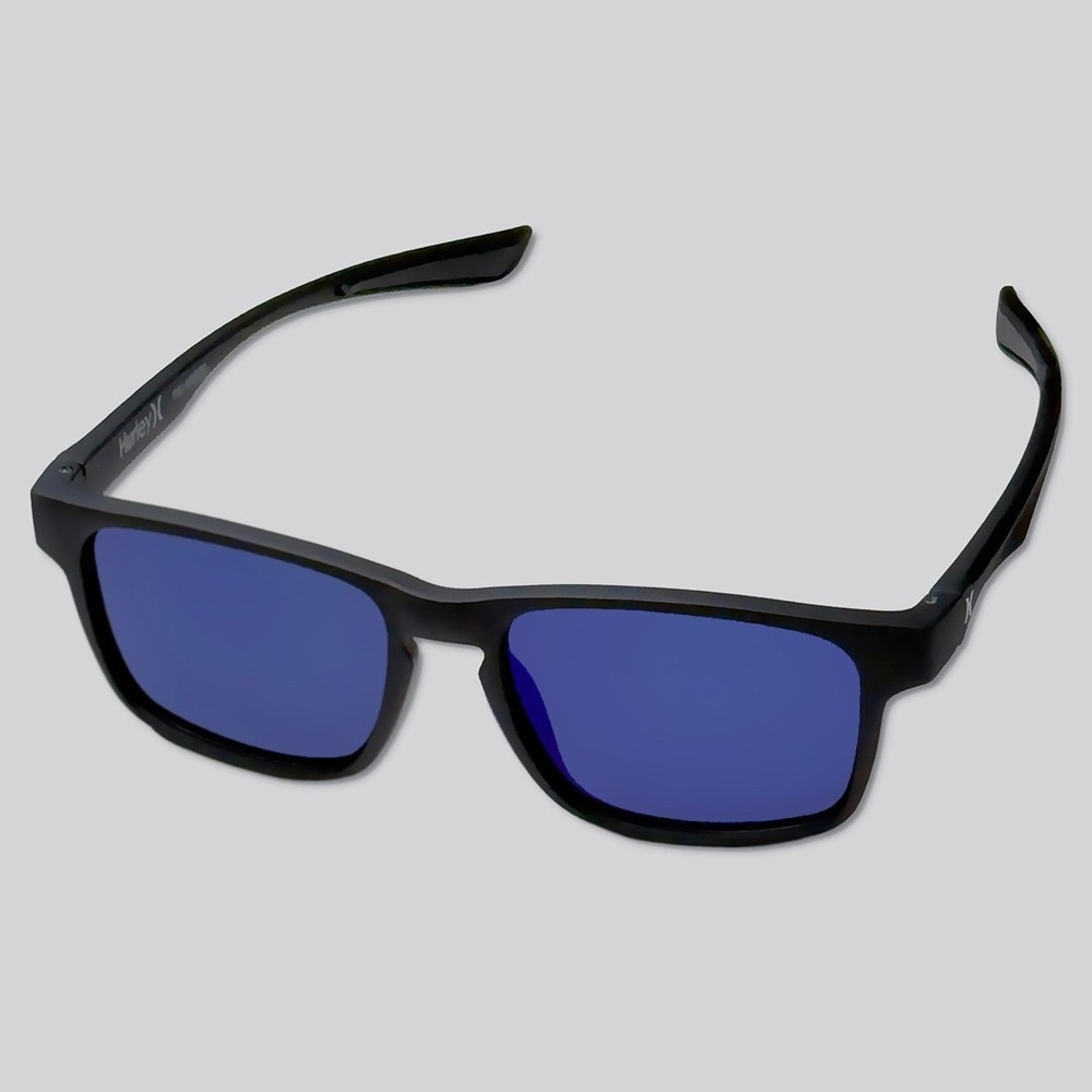 Hurley Keyhole Square Polarized Sunglasses - NEW Black / Dark Blue - #49563-SUN4
